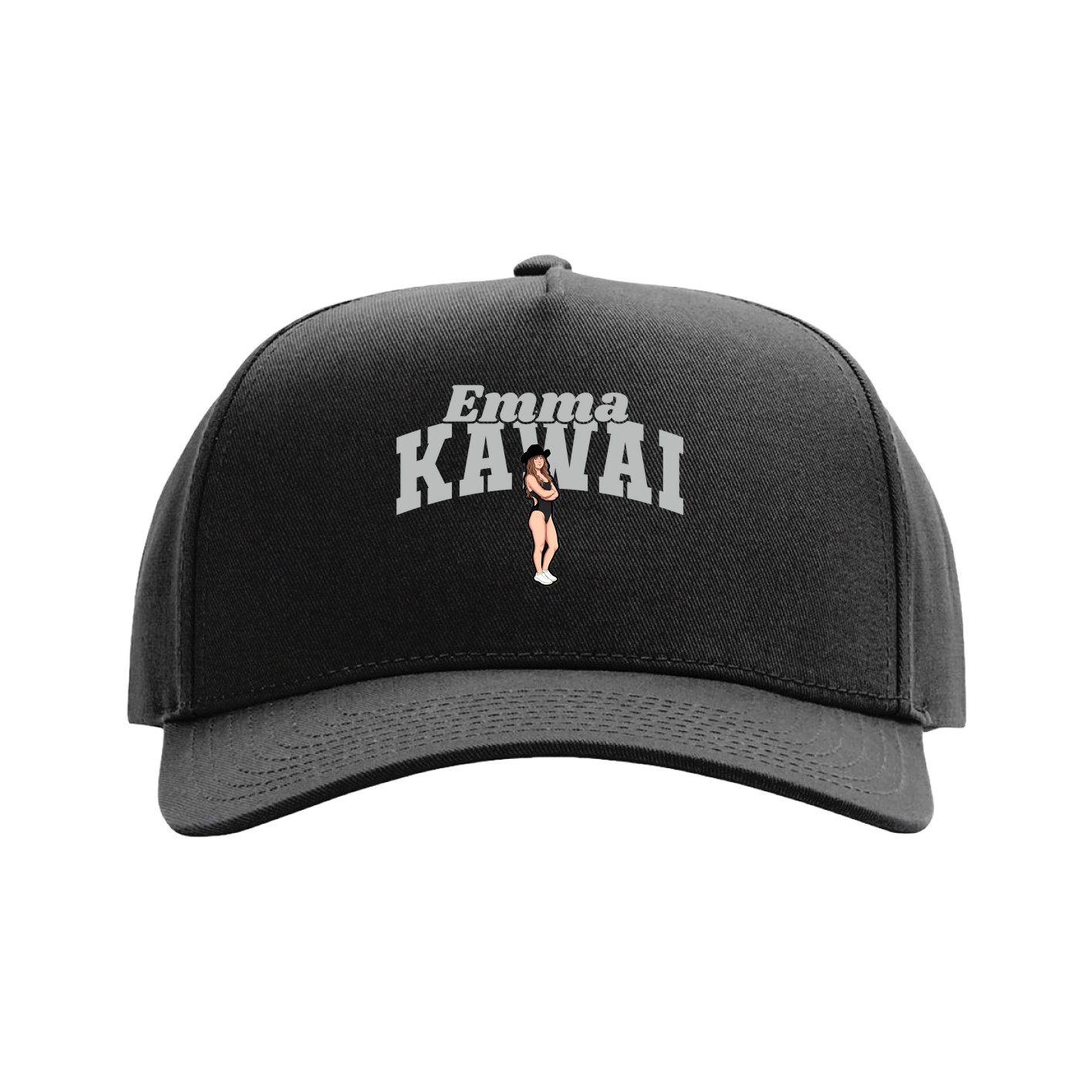 Full Fabric Five-Panel Champ Cap — Signature Arch in Black