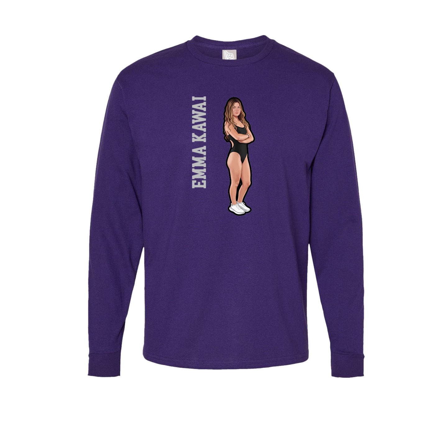 Long Sleeve Tee — Name Vertical in Purple