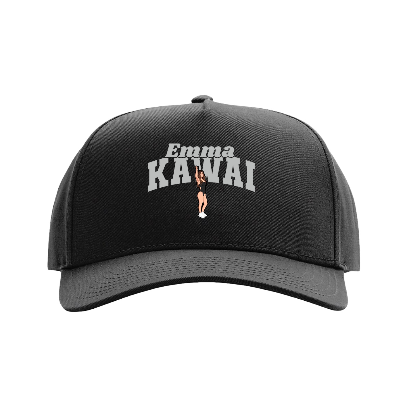 Full Fabric Five-Panel Champ Cap — Signature Arch in Black