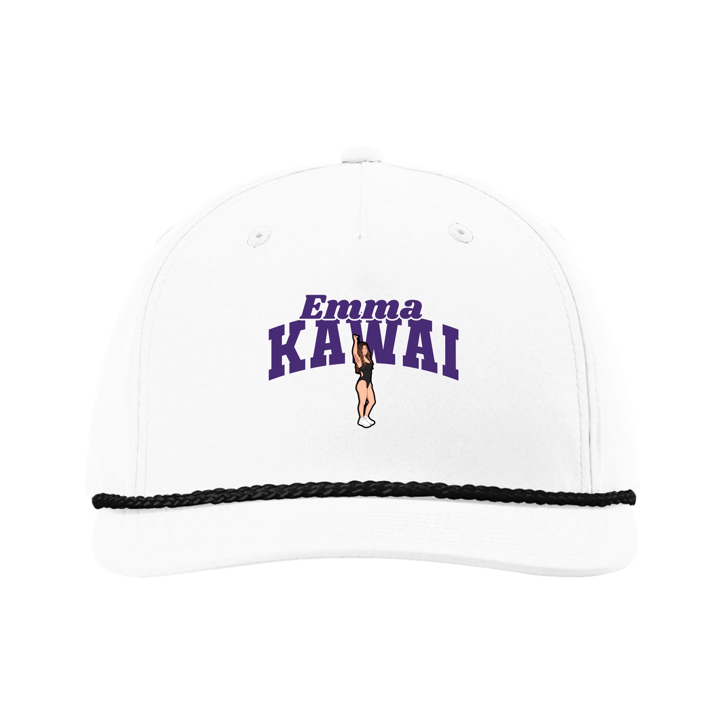 Five-Panel Classic Rope Cap — Signature Arch in White