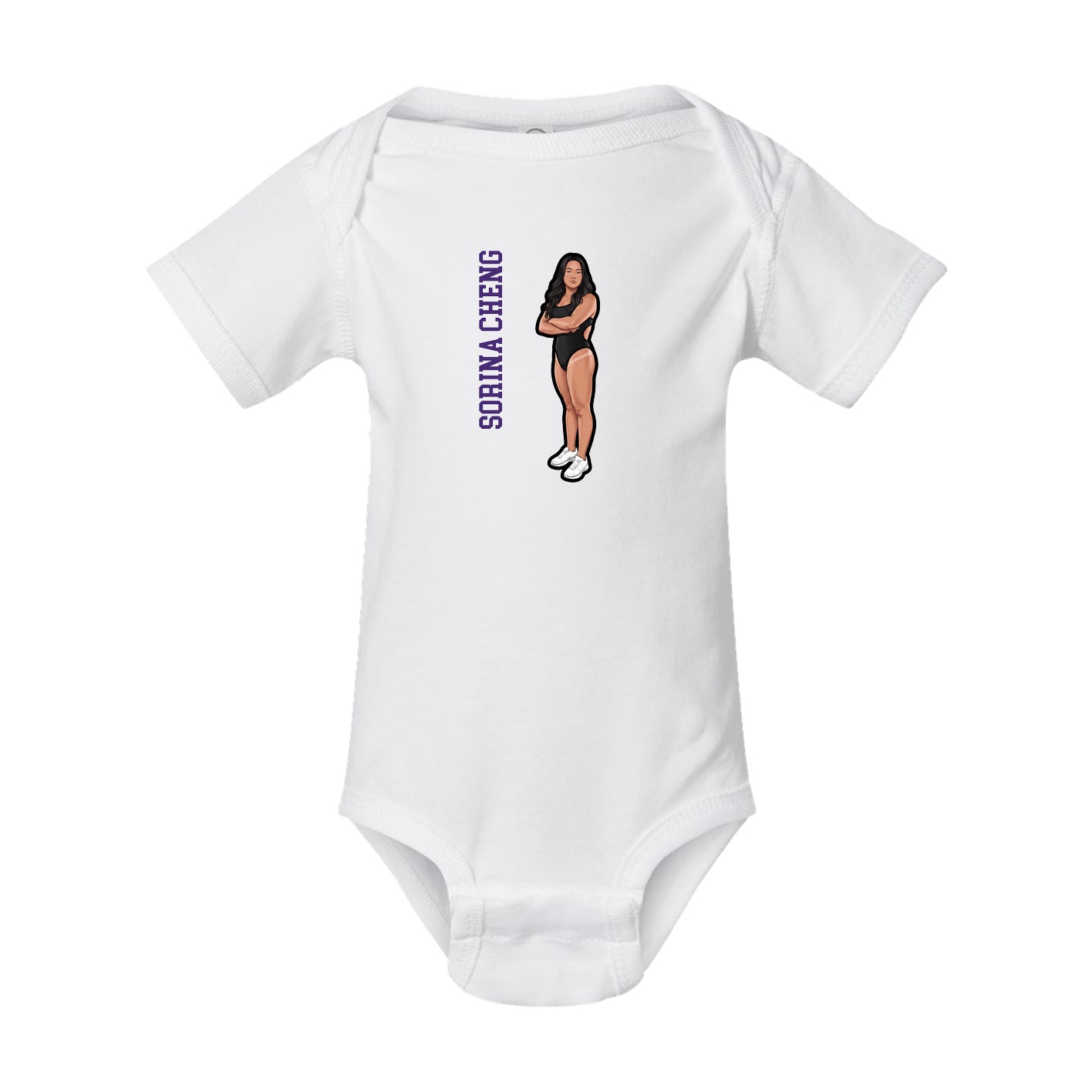 Baby Onesie — Name Vertical in White