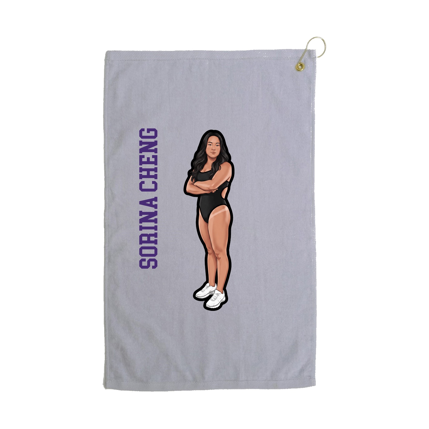 Golf Towel — Name Vertical in Grey