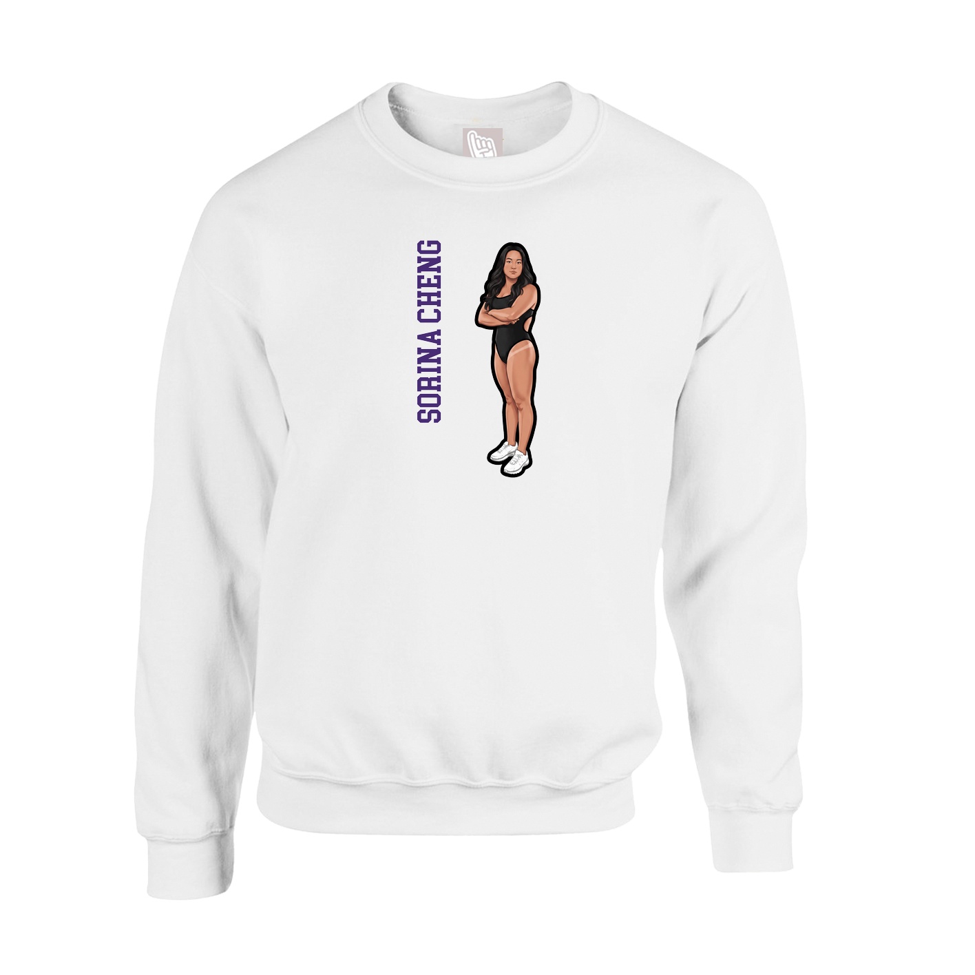 Fleece Crew — Name Vertical in White