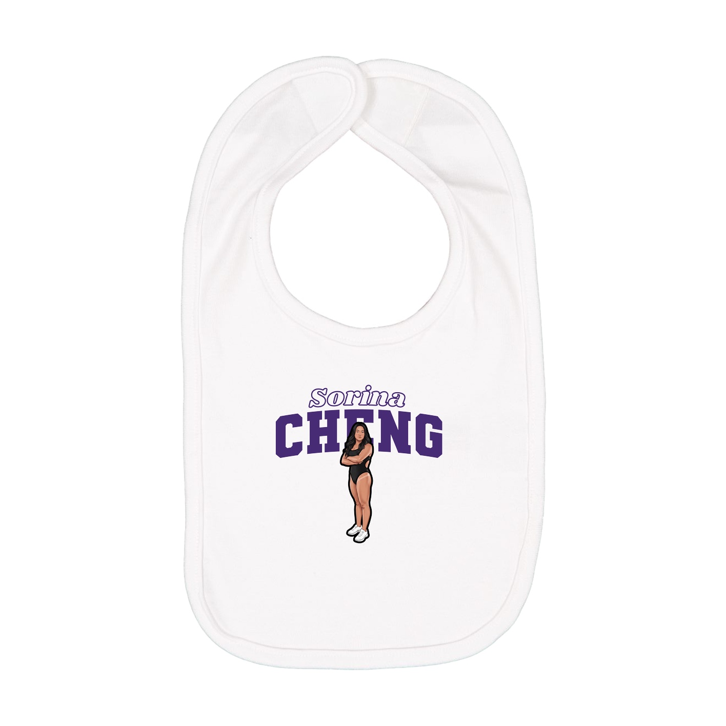 Infant Bib — Name Arch in White