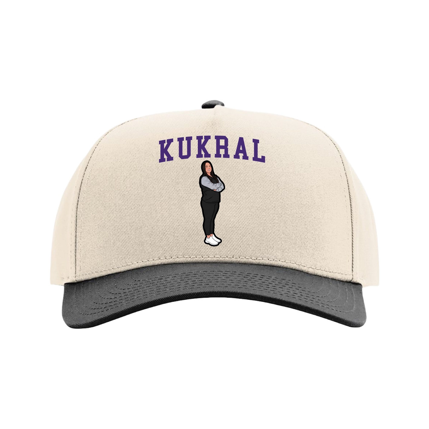 Full Fabric Five-Panel Champ Cap — Shirsey in Cream/Black