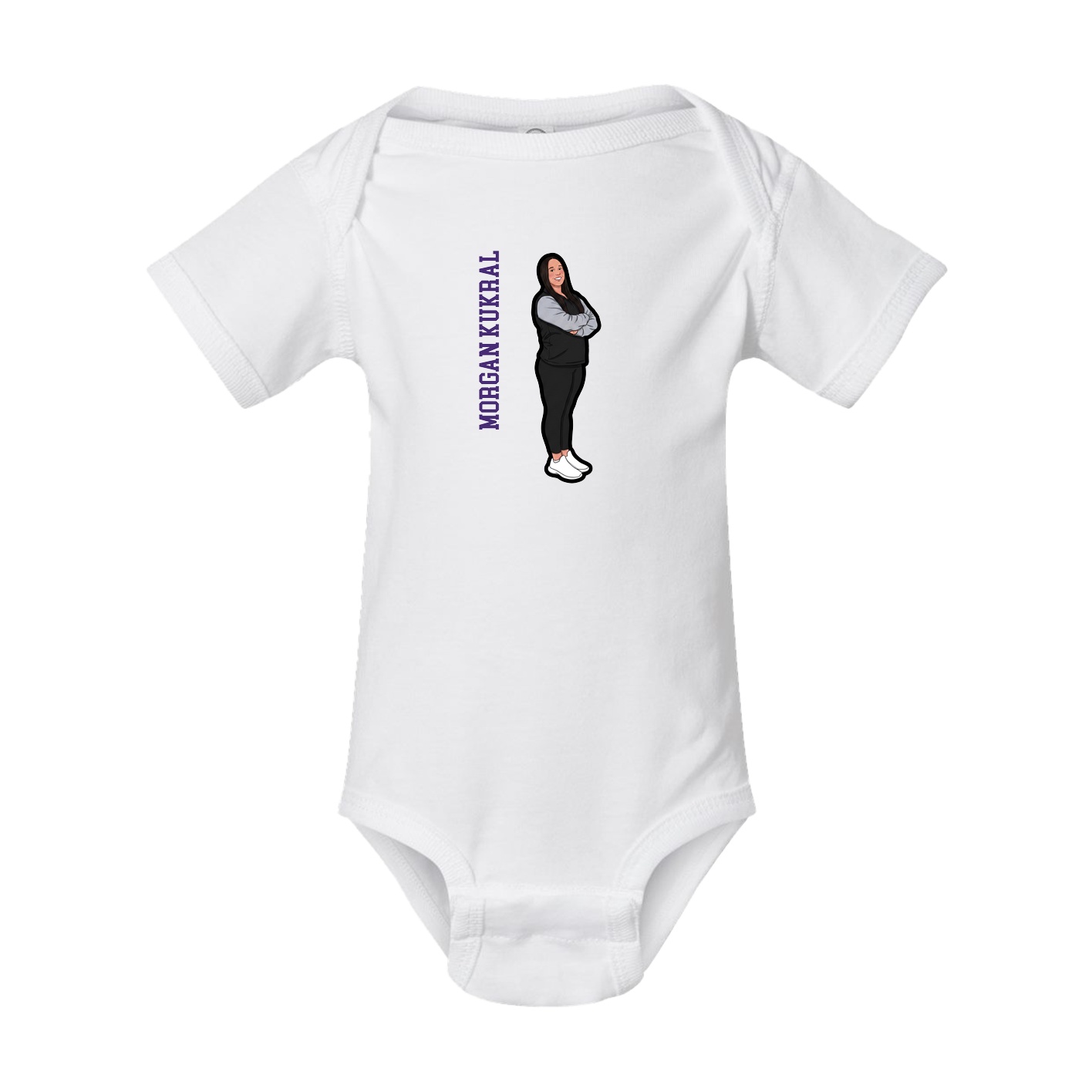 Baby Onesie — Name Vertical in White