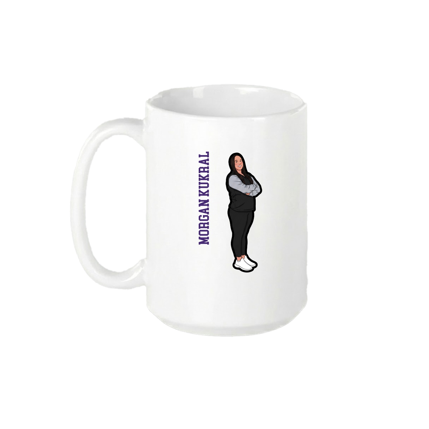 15oz Coffee Mug — Name Vertical in White