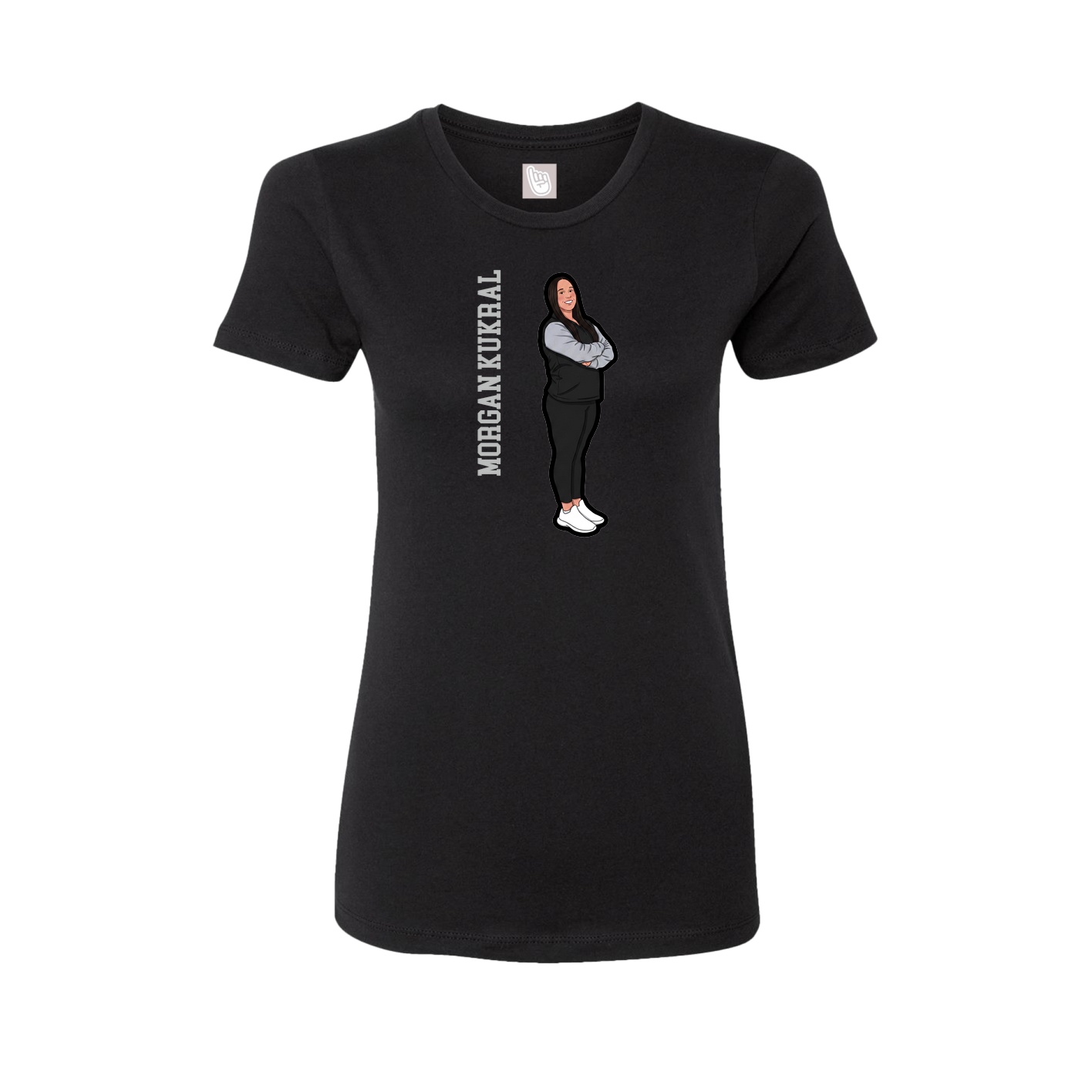 Womens Tee — Name Vertical in Black