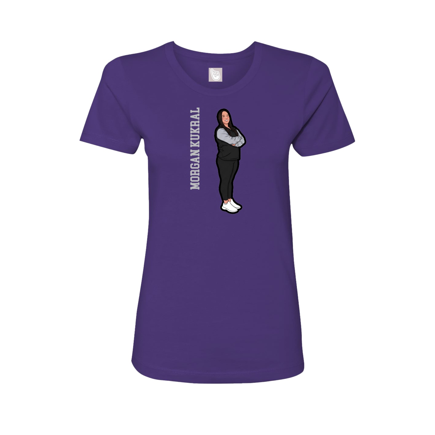 Fitted Women's Tee — Name Vertical in Purple