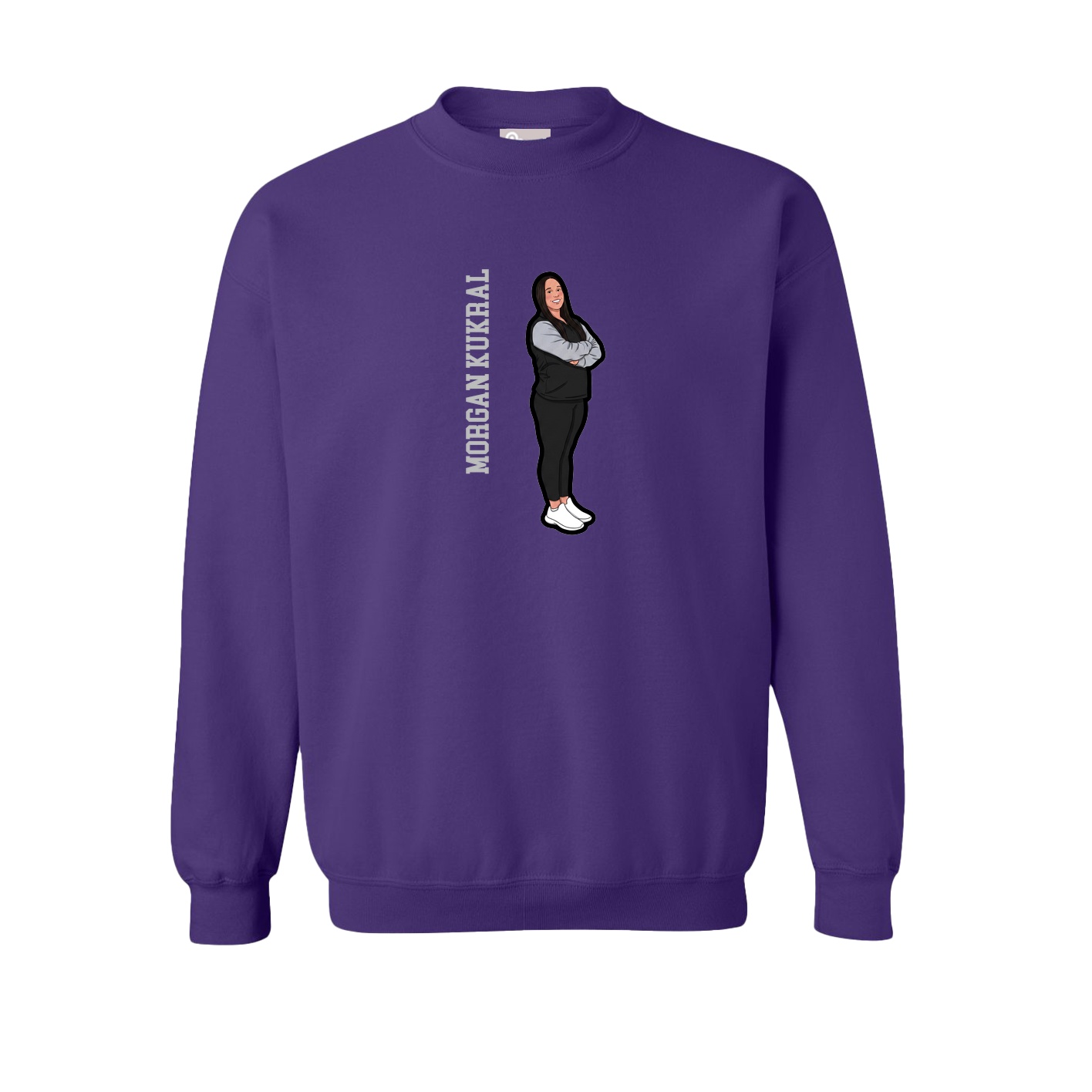 Fleece Crew — Name Vertical in Purple