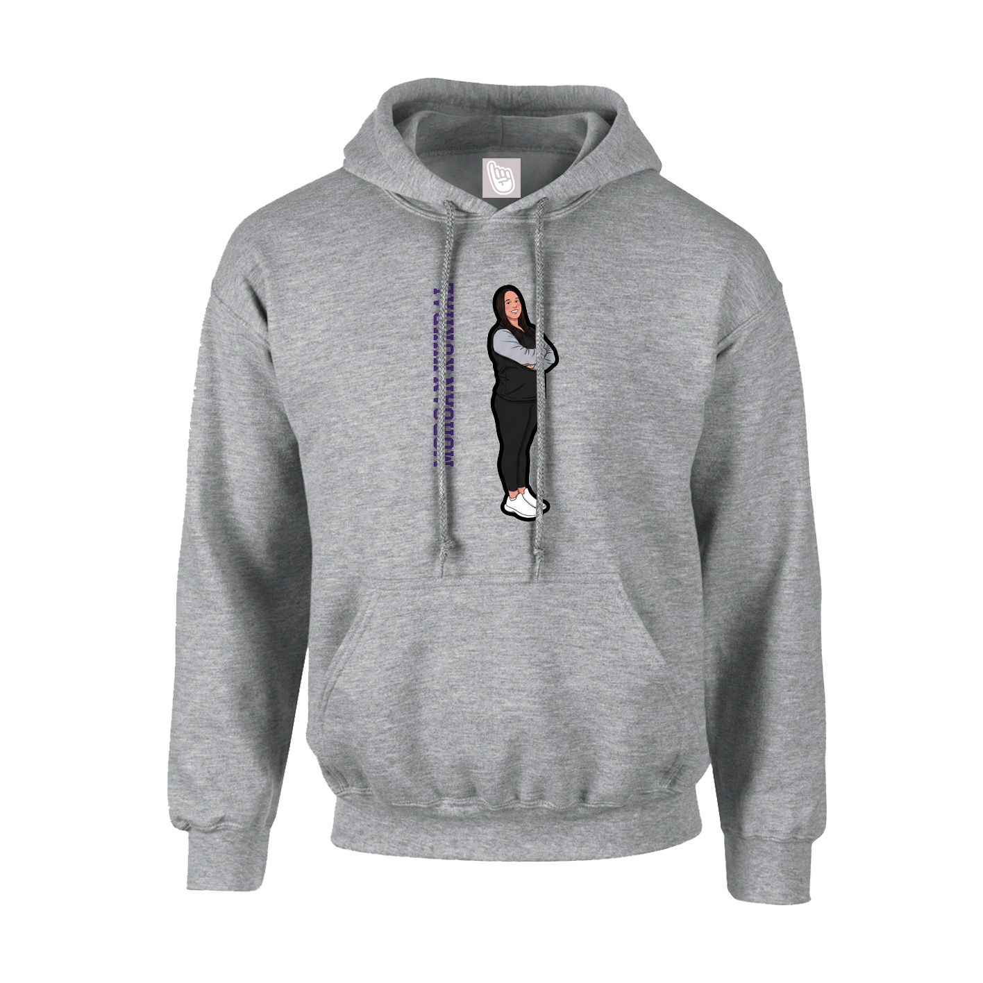 Youth Hoodie — Name Vertical in Grey