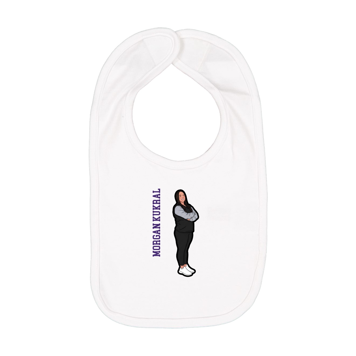 Infant Bib — Name Vertical in White