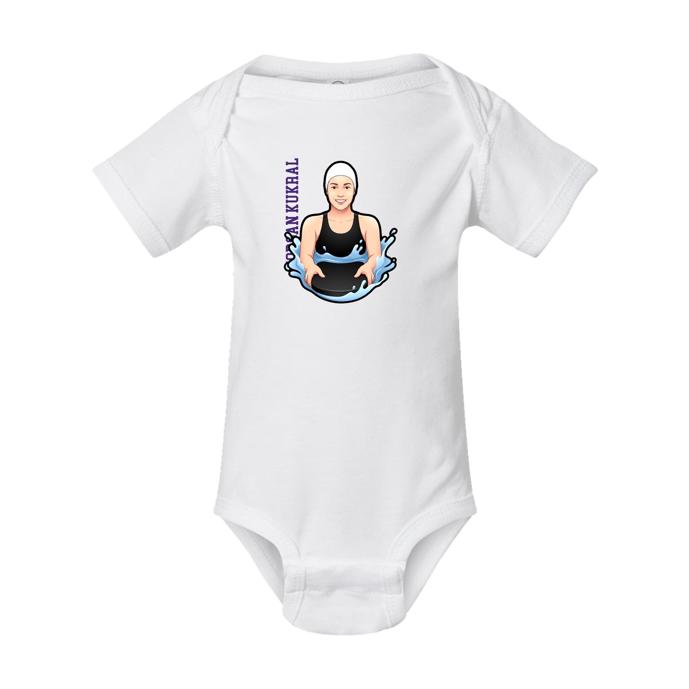 Baby Onesie — Name Vertical in White