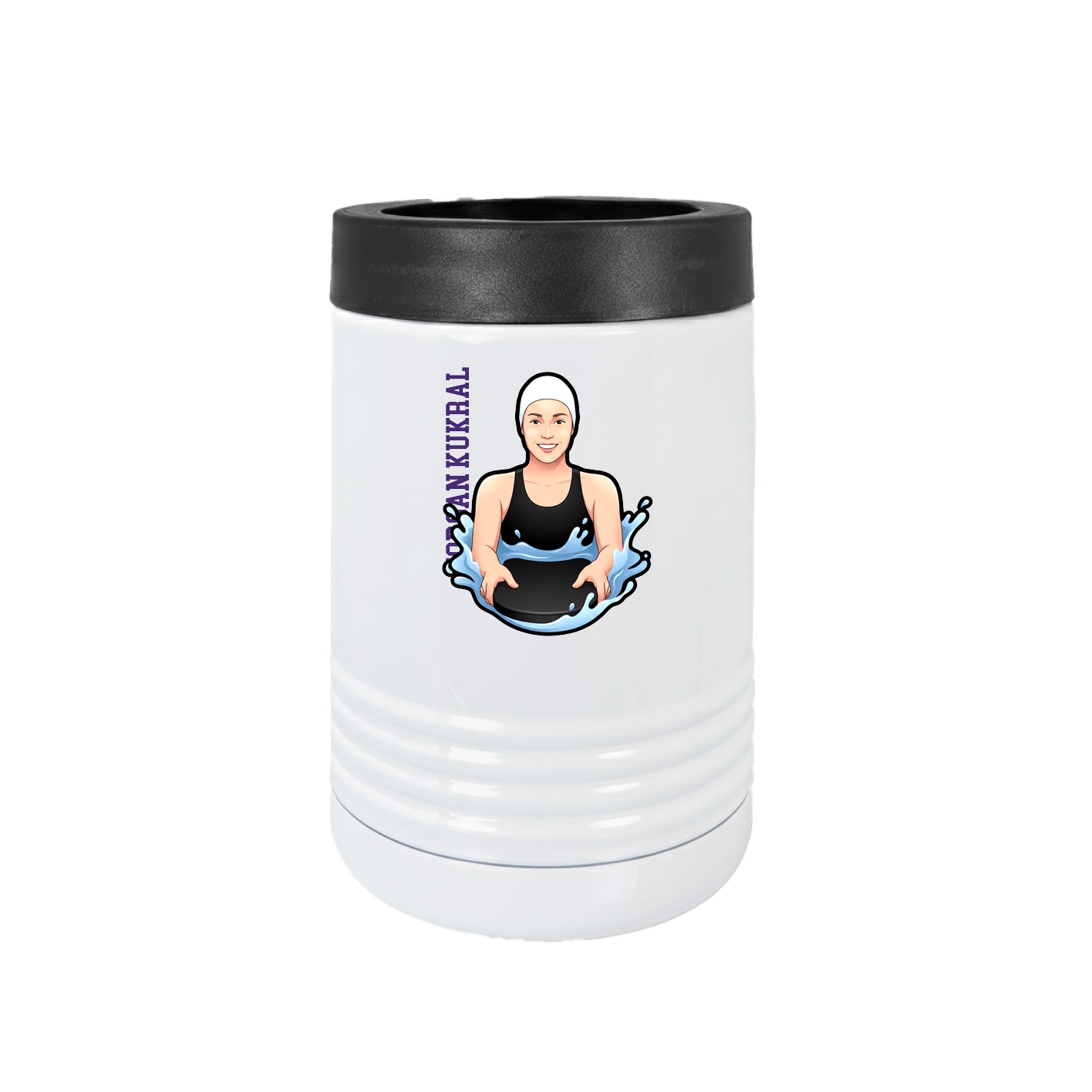 Beverage Holder — Name Vertical in White