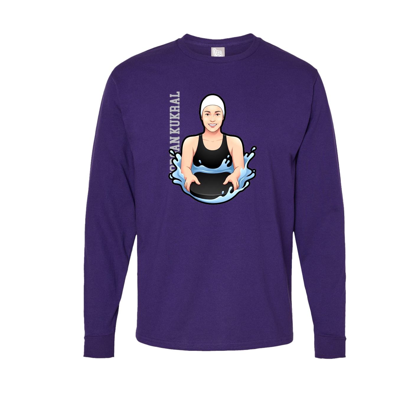 Long Sleeve Tee — Name Vertical in Purple