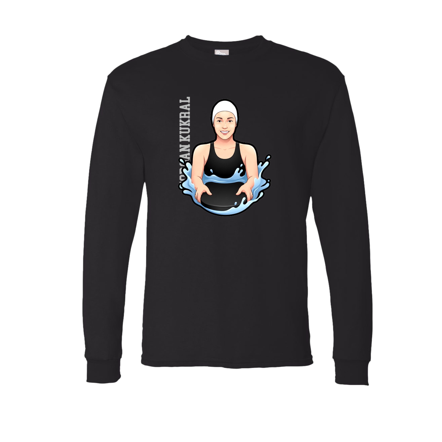 Long Sleeve Tee — Name Vertical in Black