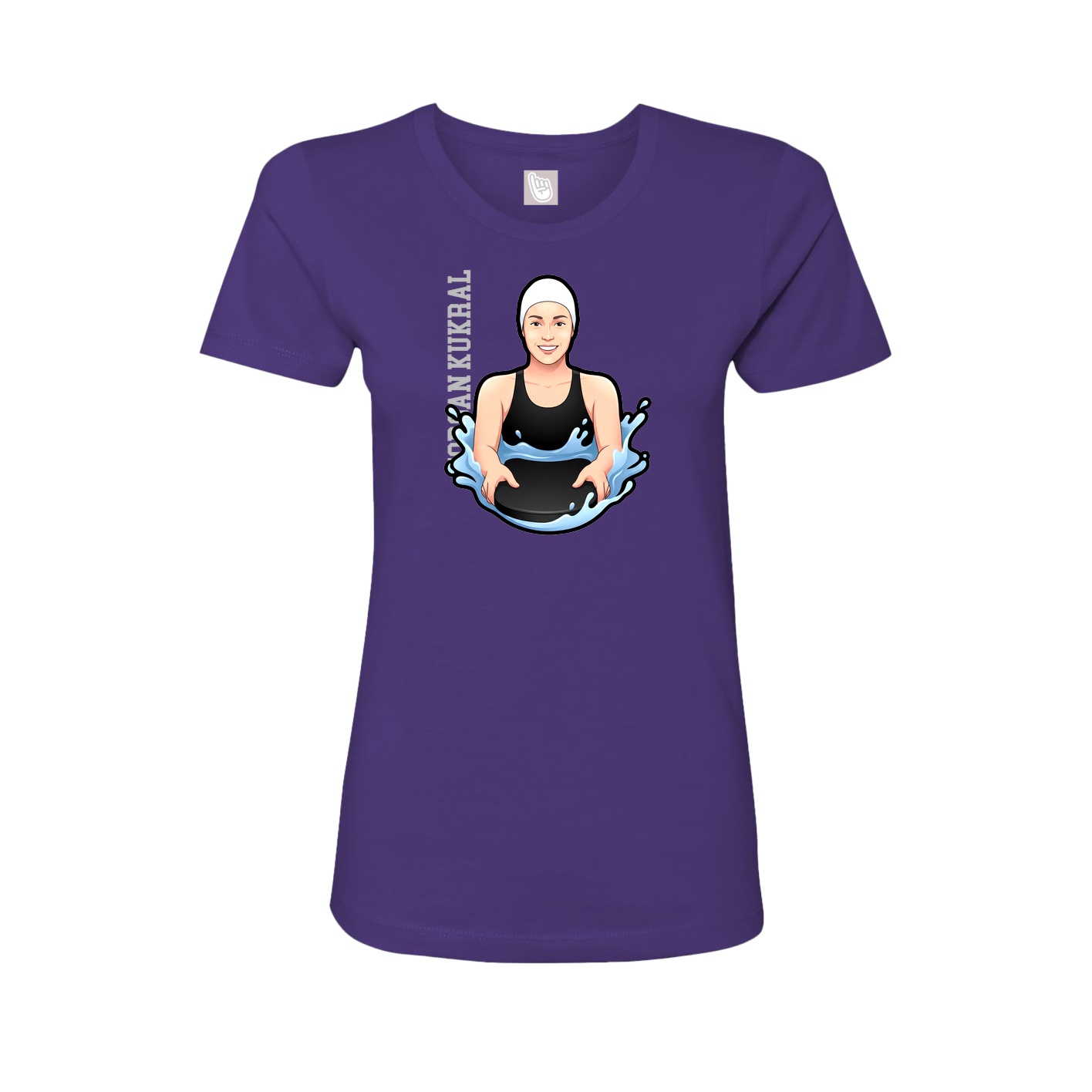 Womens Tee — Name Vertical in Purple