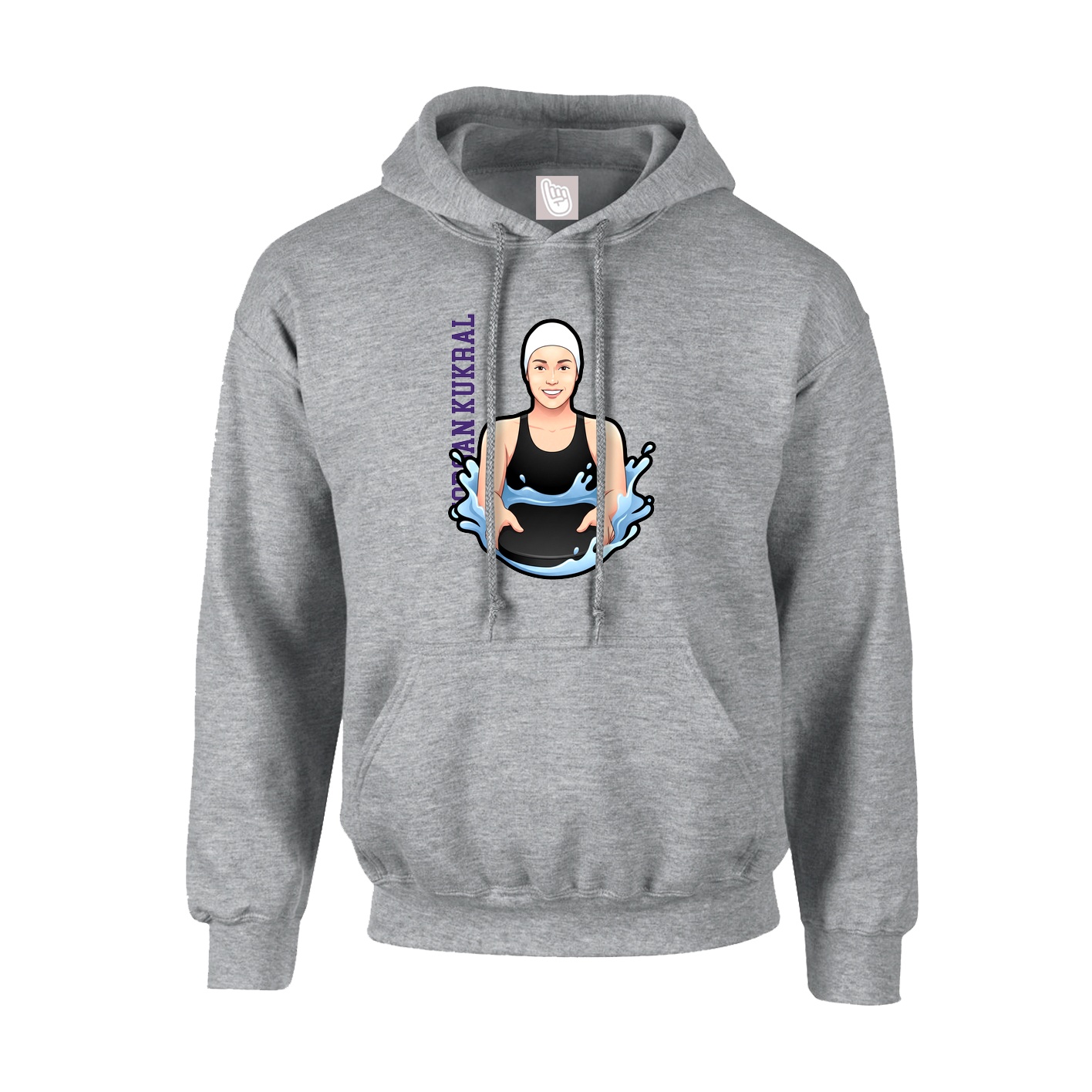 Hoodie — Name Vertical in Grey