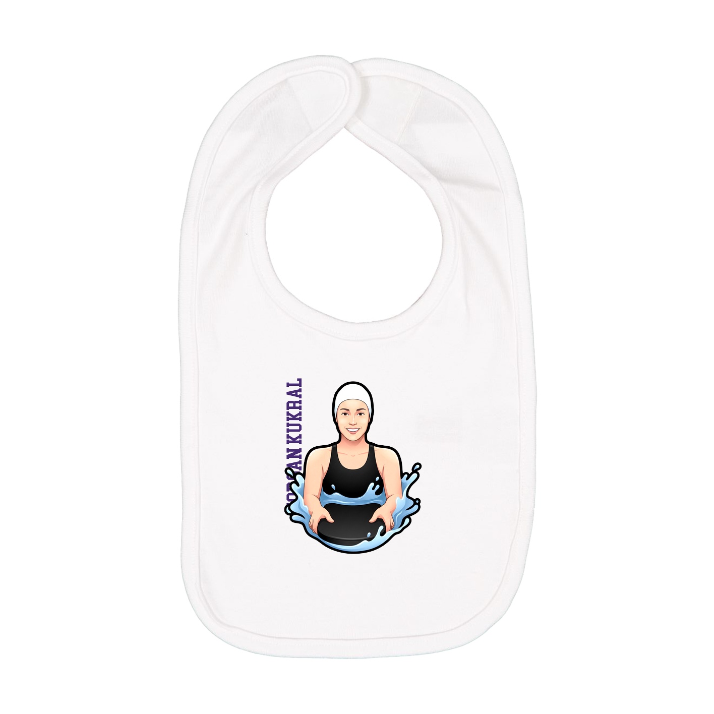 Infant Bib — Name Vertical in White