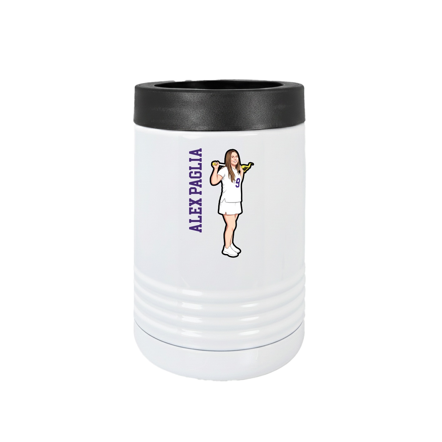 Beverage Holder — Name Vertical in White