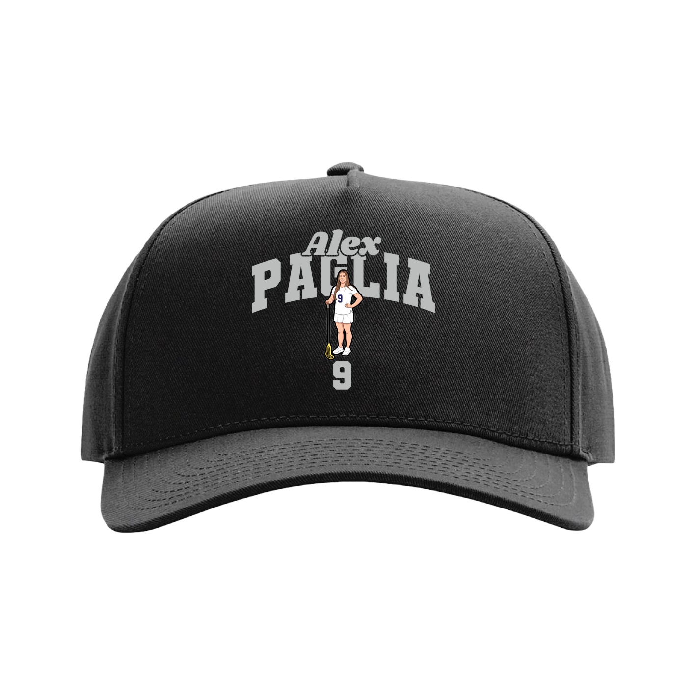 Full Fabric Five-Panel Champ Cap — Signature Arch in Black