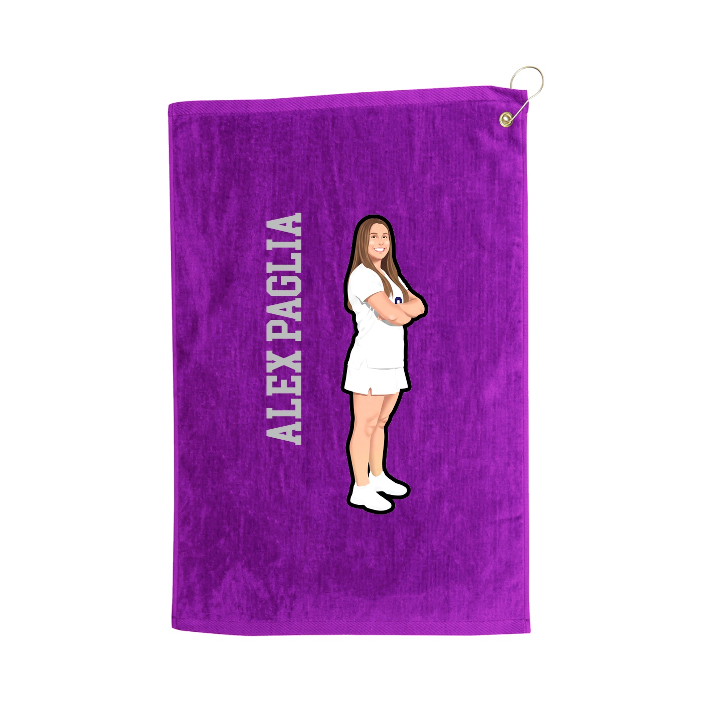 Golf Towel — Name Vertical in Purple