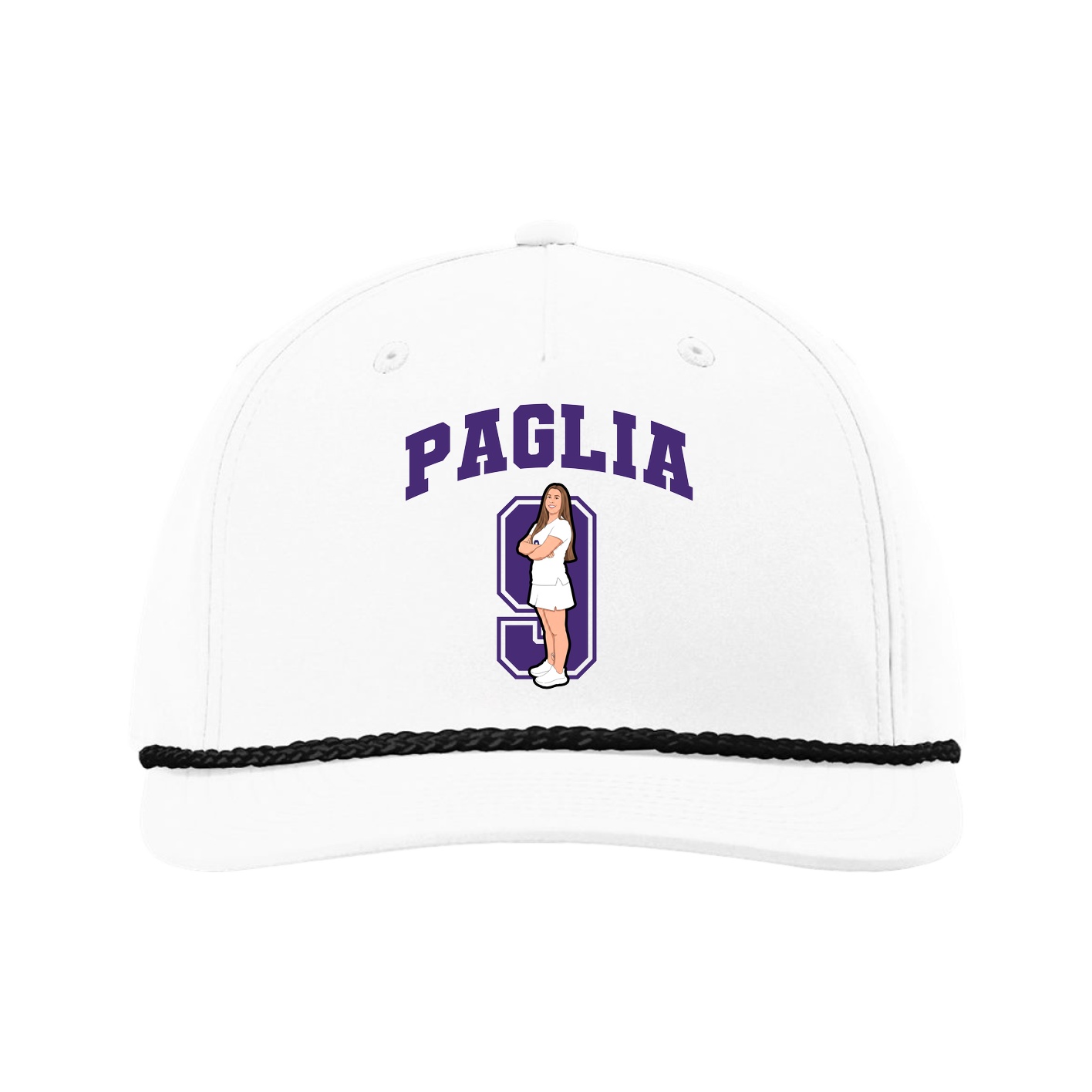 Five-Panel Classic Rope Cap — Number in White