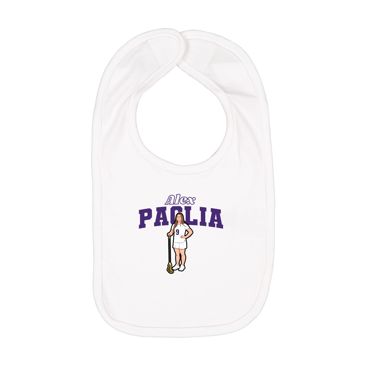 Infant Bib — Name Arch in White