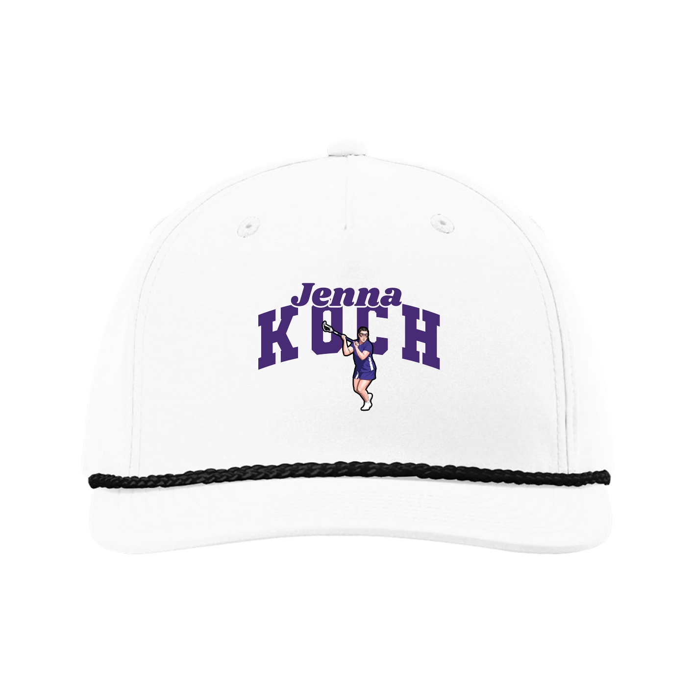 Five-Panel Classic Rope Cap — Signature Arch in White