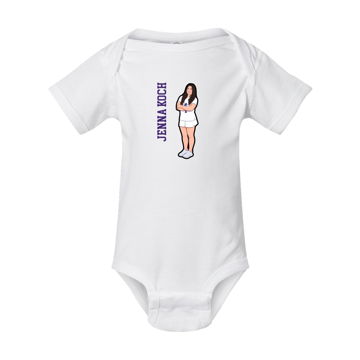 Baby Onesie — Name Vertical in White
