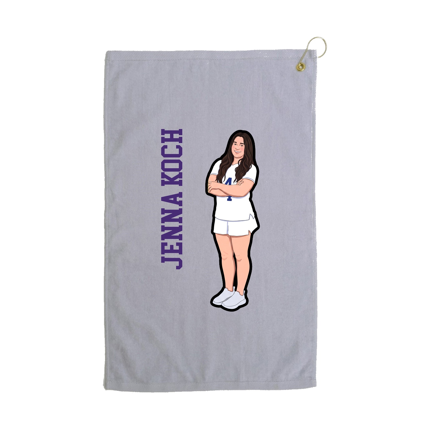 Golf Towel — Name Vertical in Grey