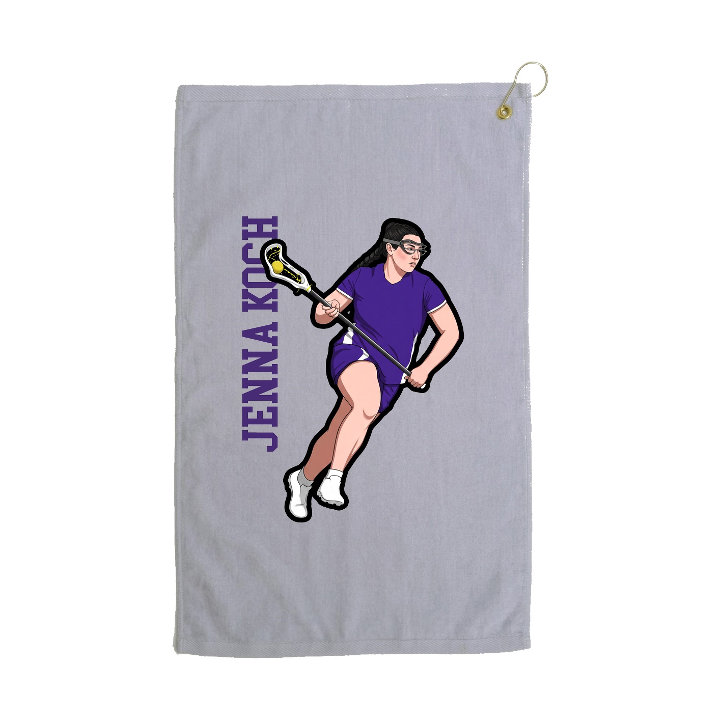 Golf Towel — Name Vertical in Grey