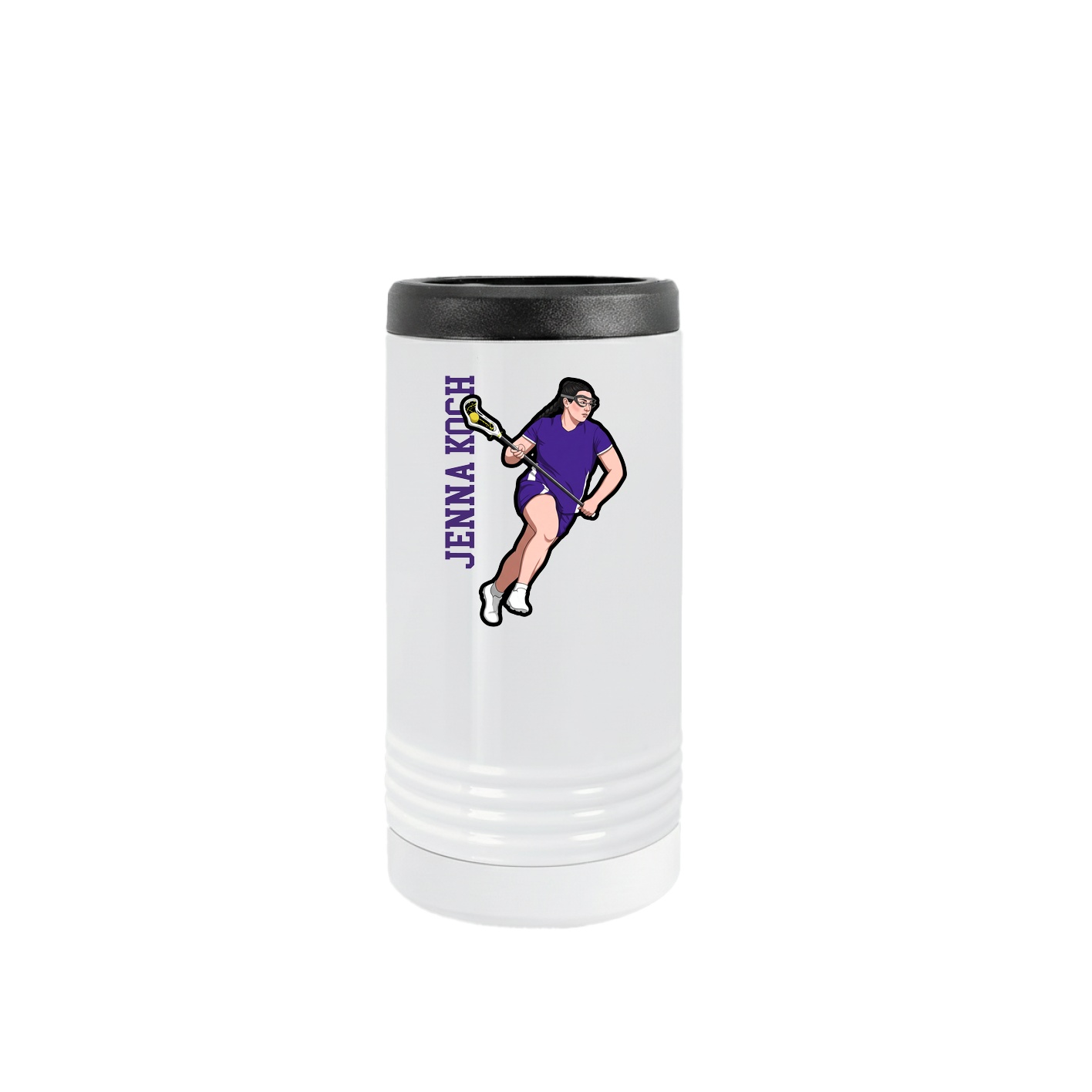 Slim Beverage Holder — Name Vertical in White