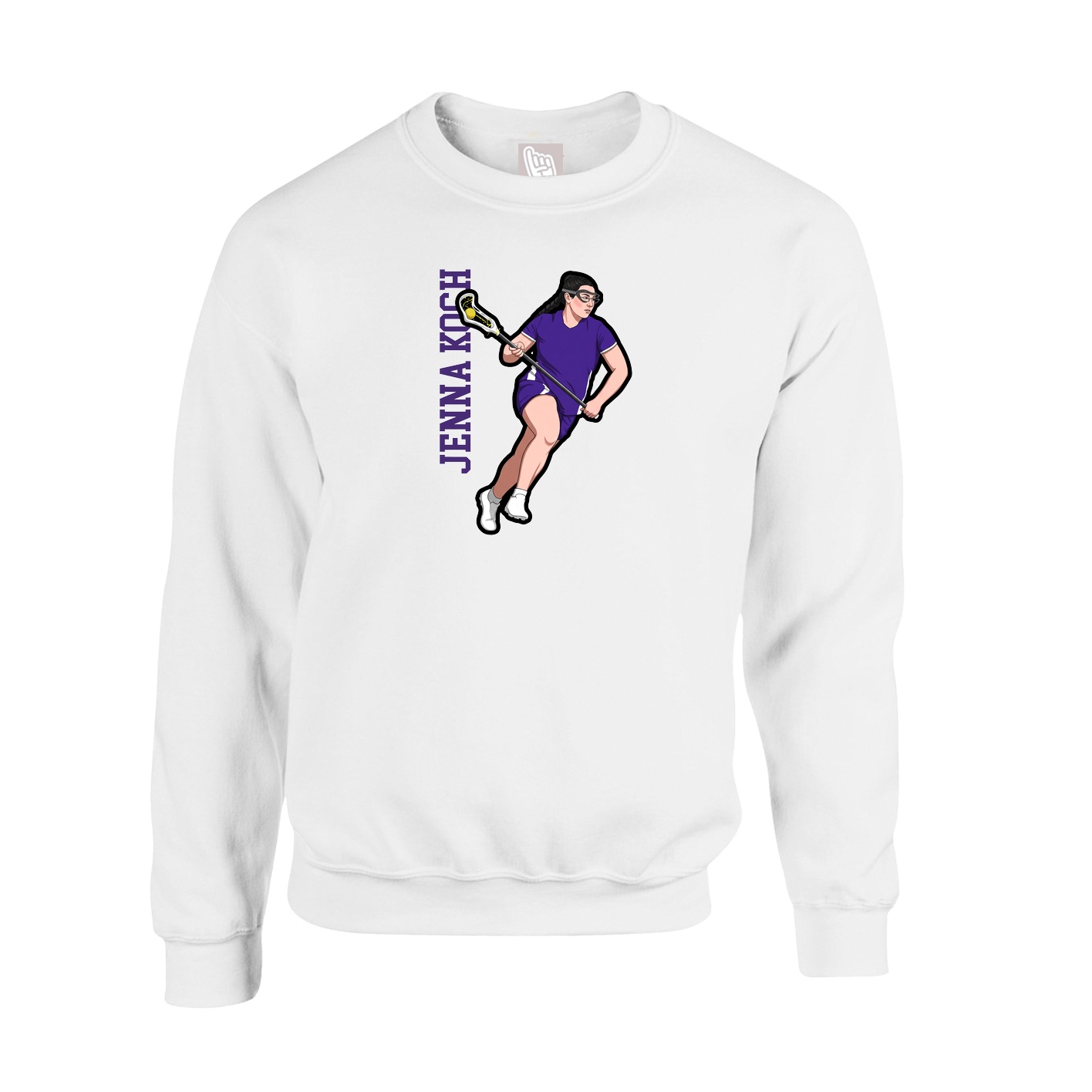 Fleece Crew — Name Vertical in White