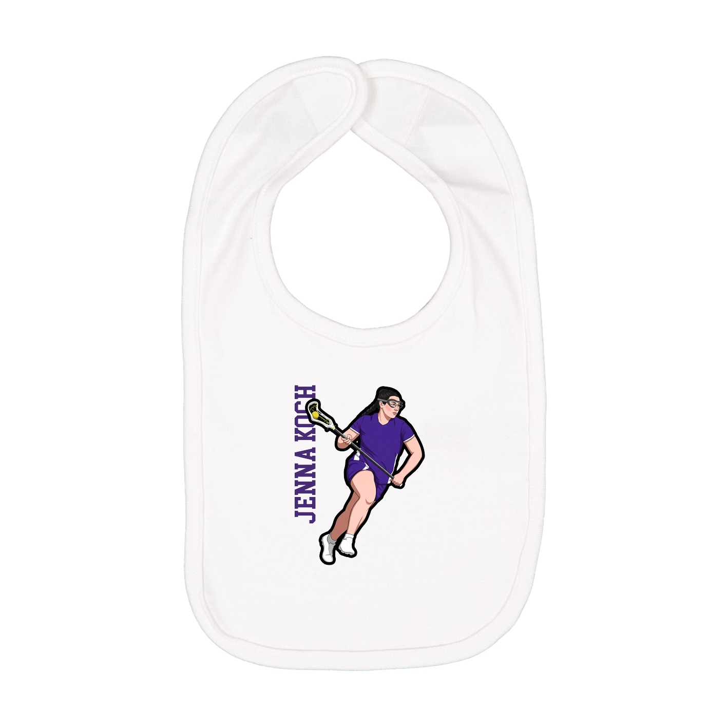 Infant Bib — Name Vertical in White