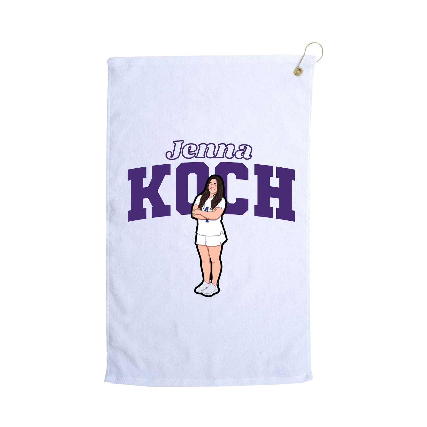 Golf Towel — Name Arch in White