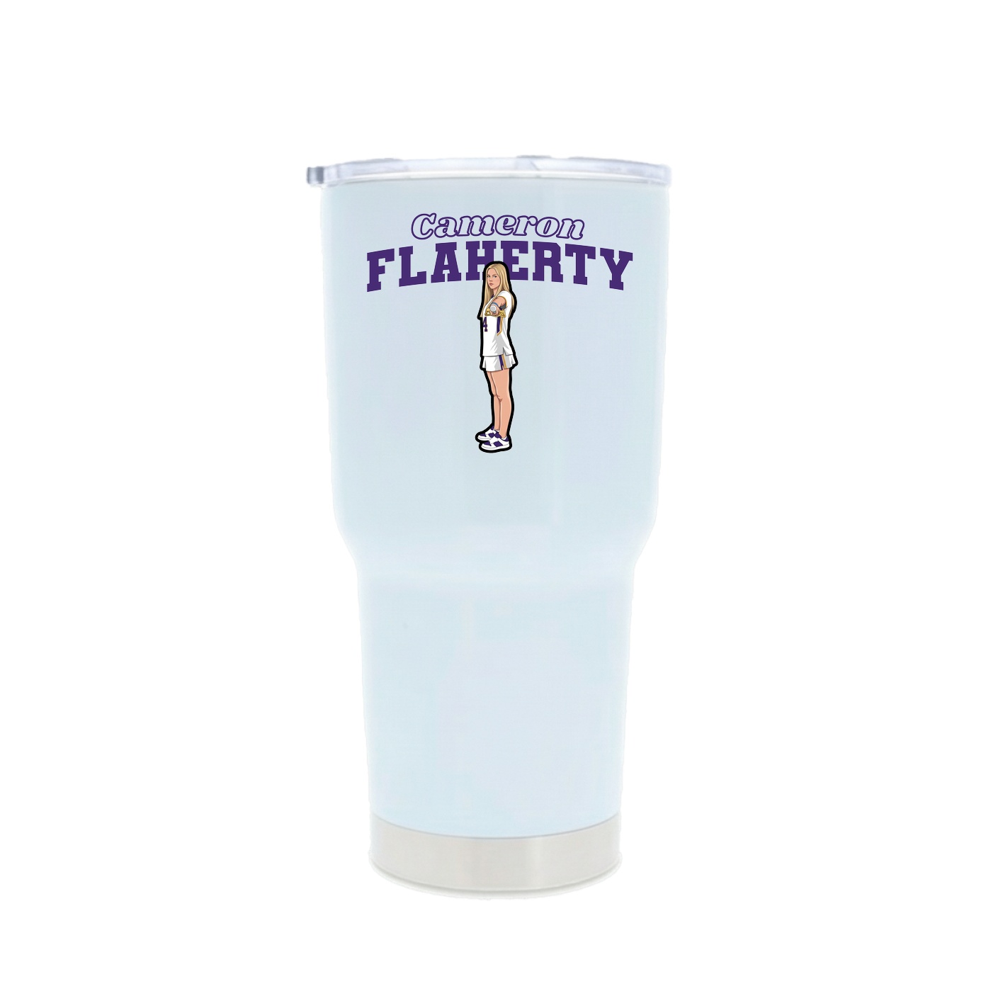 30oz Stainless Steel Tumbler — Name Arch in White
