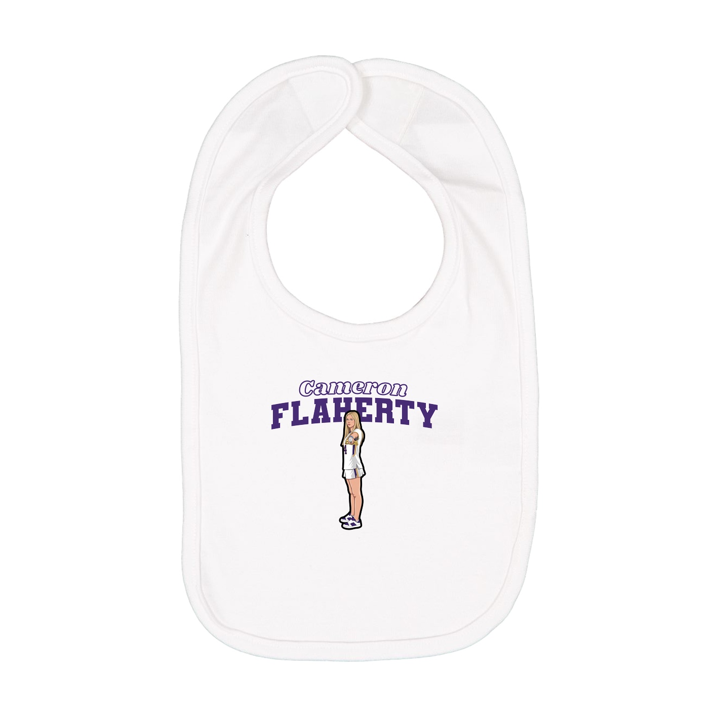 Infant Bib — Name Arch in White