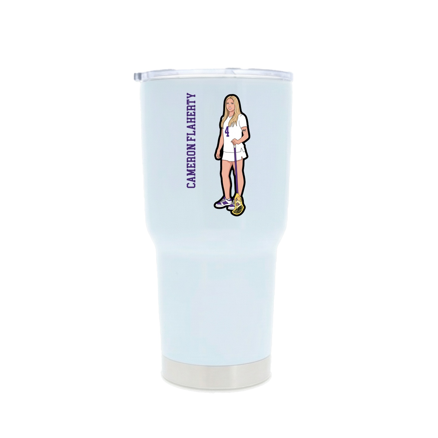 30oz Stainless Steel Tumbler — Name Vertical in White