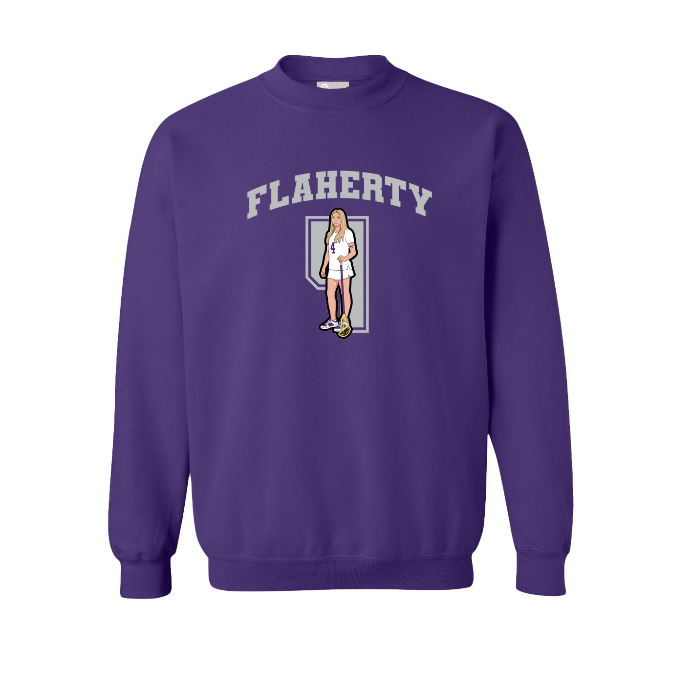 Fleece Crew — Number in Purple