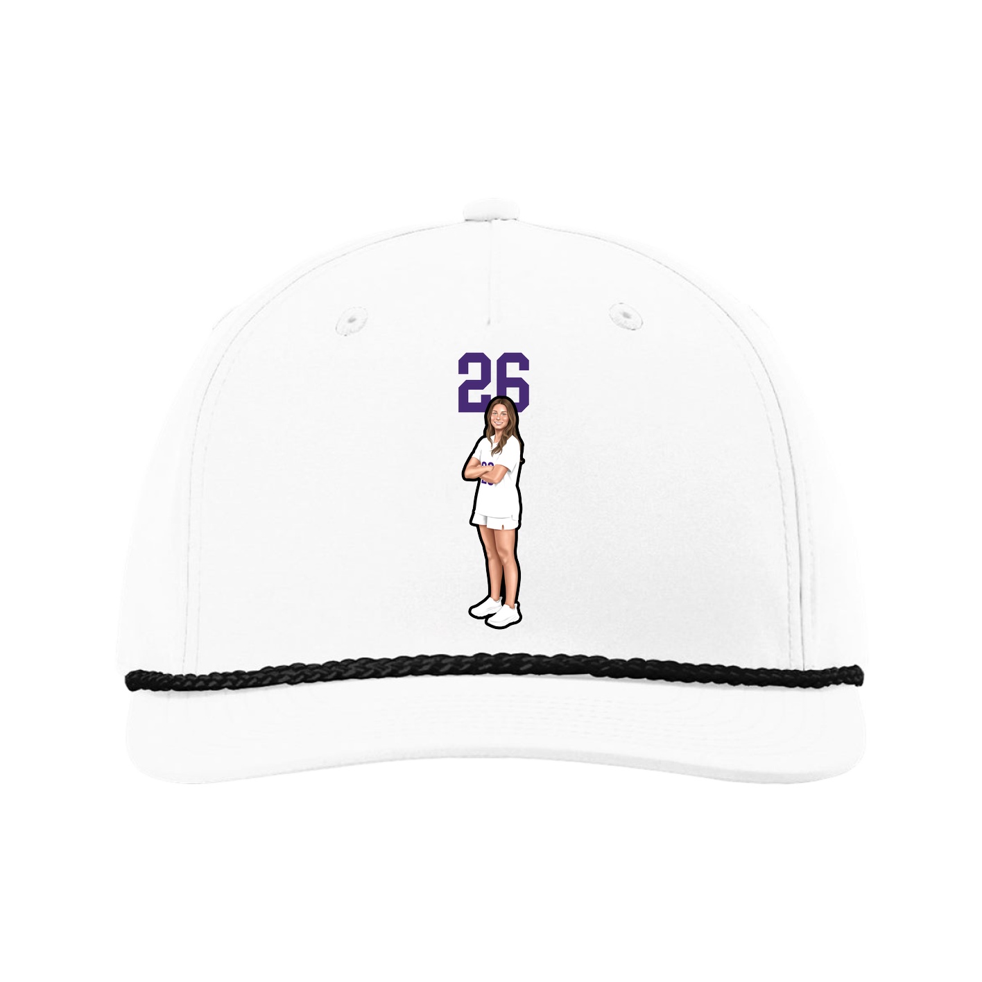 Five-Panel Classic Rope Cap — Number Top in White