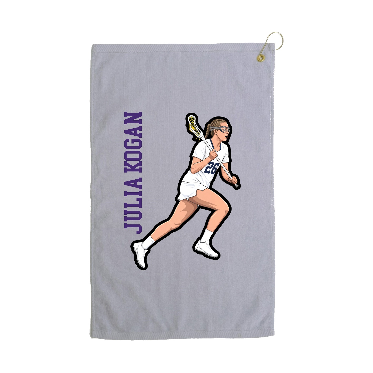 Golf Towel — Name Vertical in Grey