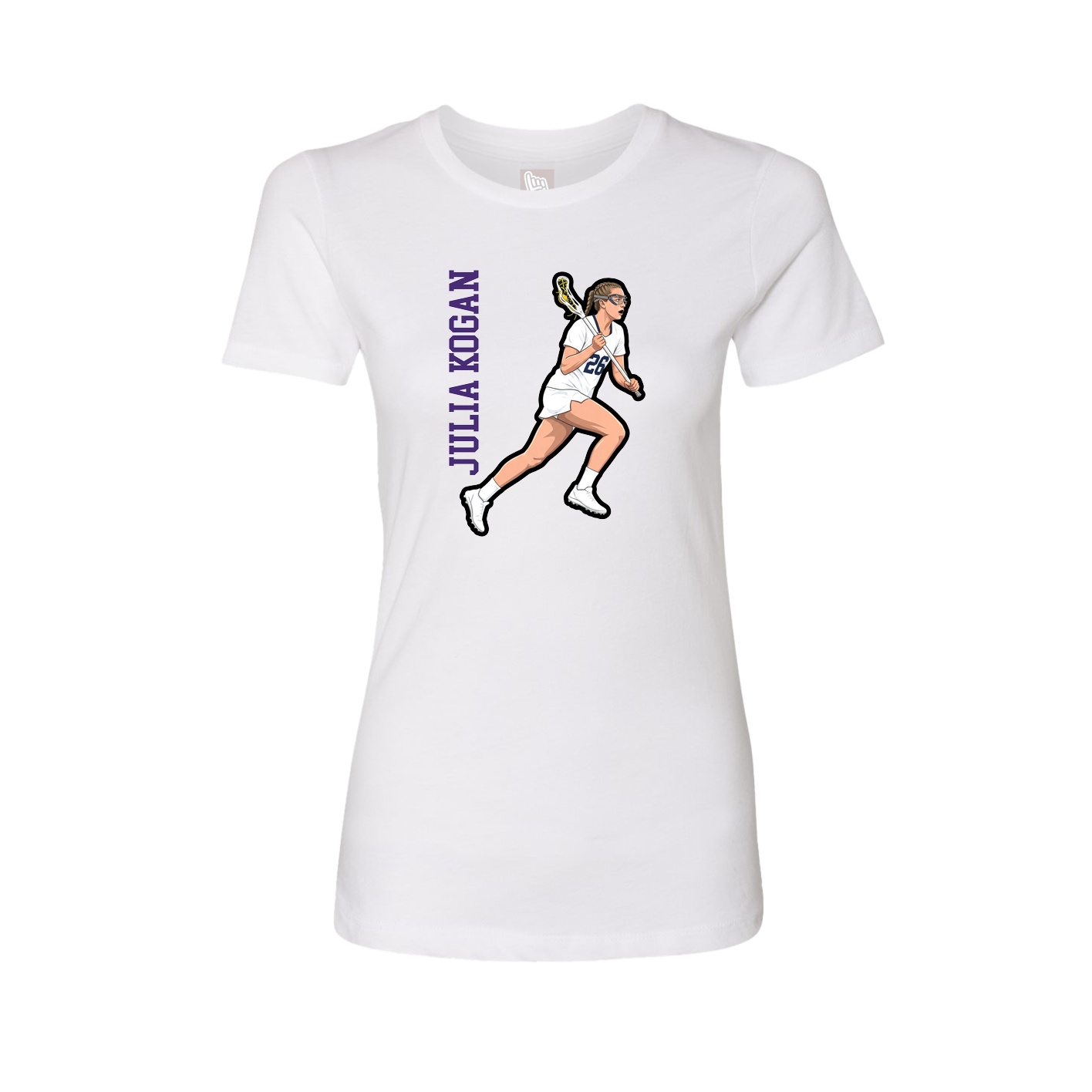 Fitted Women's Tee — Name Vertical in White