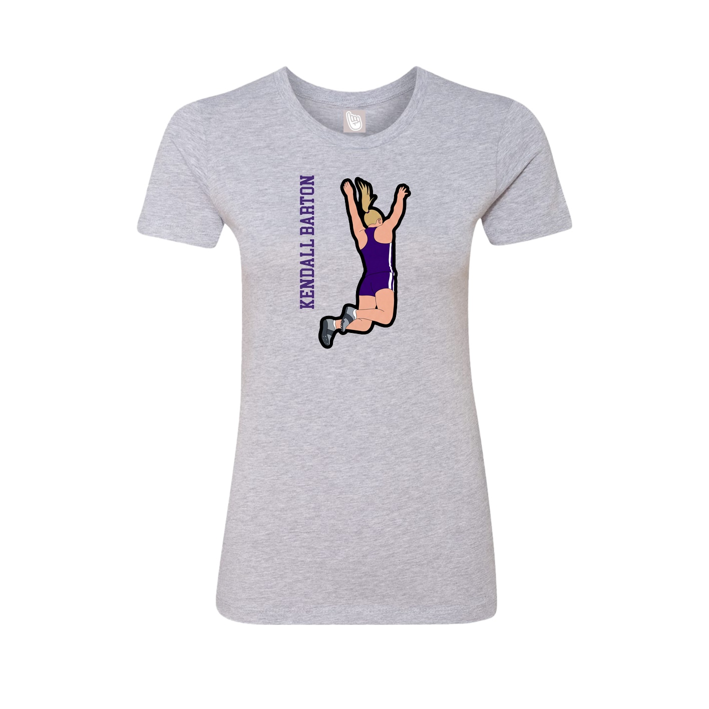 Fitted Women's Tee — Name Vertical in Grey