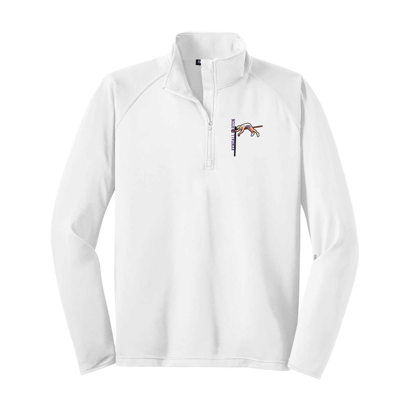 Q-Zip Pullover — Name Vertical in White