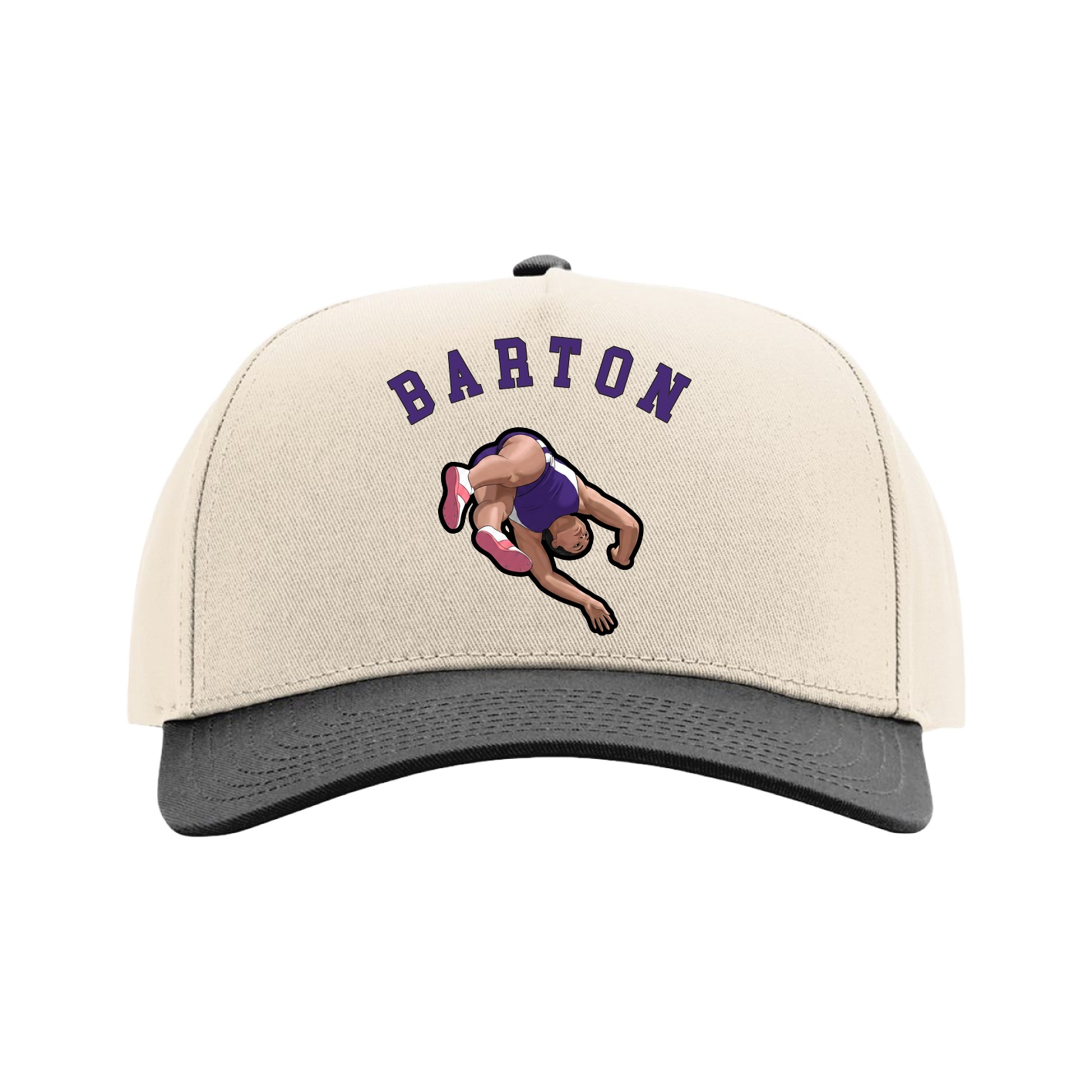 Full Fabric Five-Panel Champ Cap — Shirsey Arch in Cream/Black