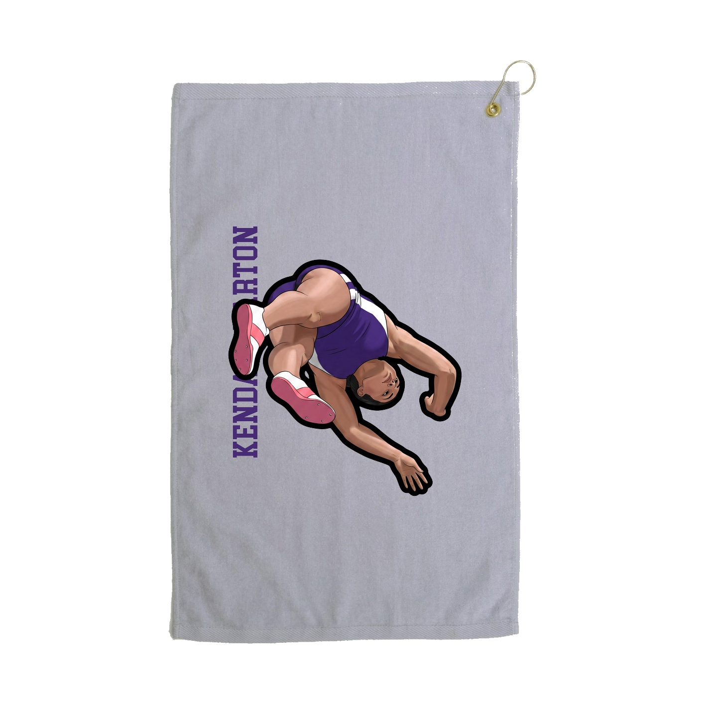 Golf Towel — Name Vertical in Grey