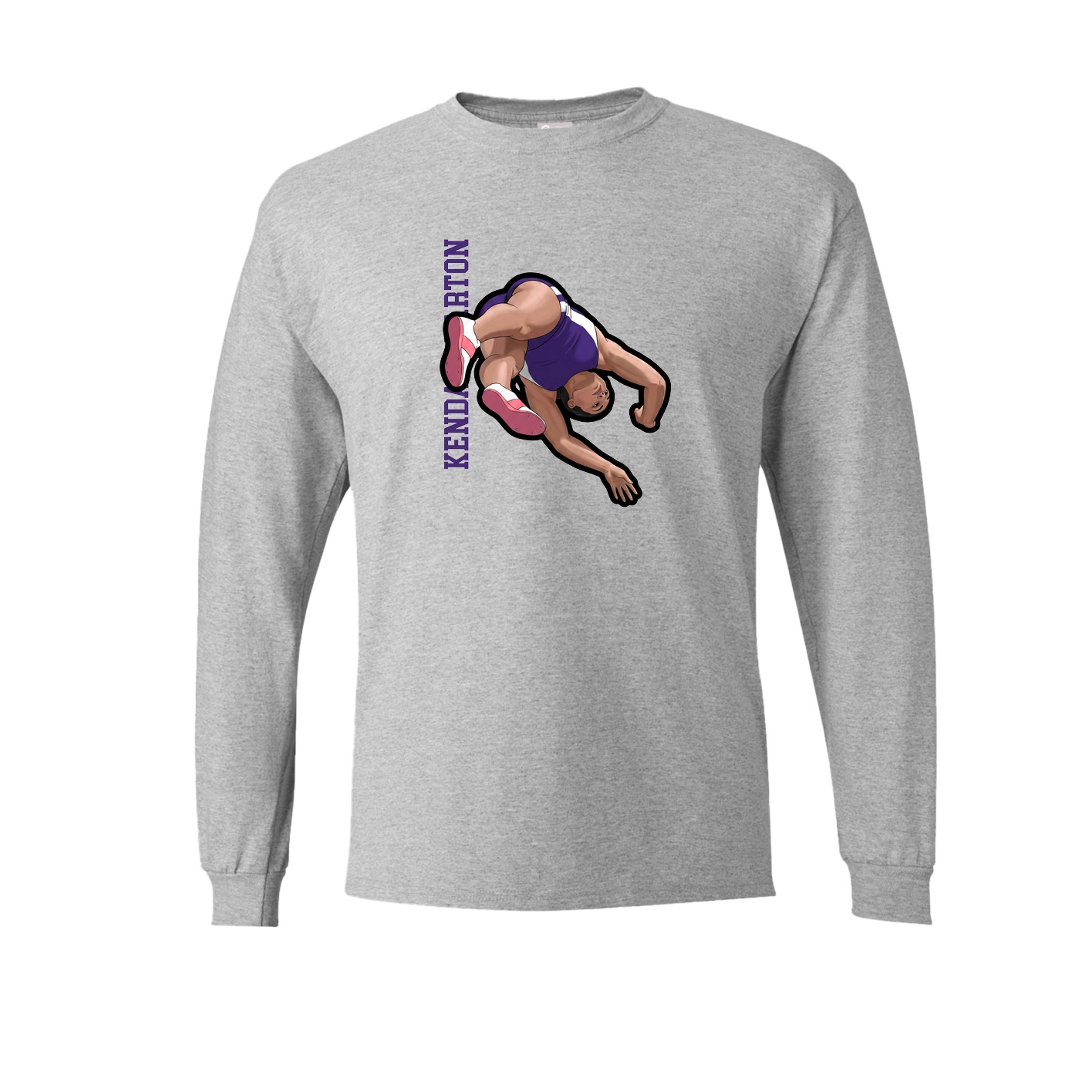 Long Sleeve Tee — Name Vertical in Grey
