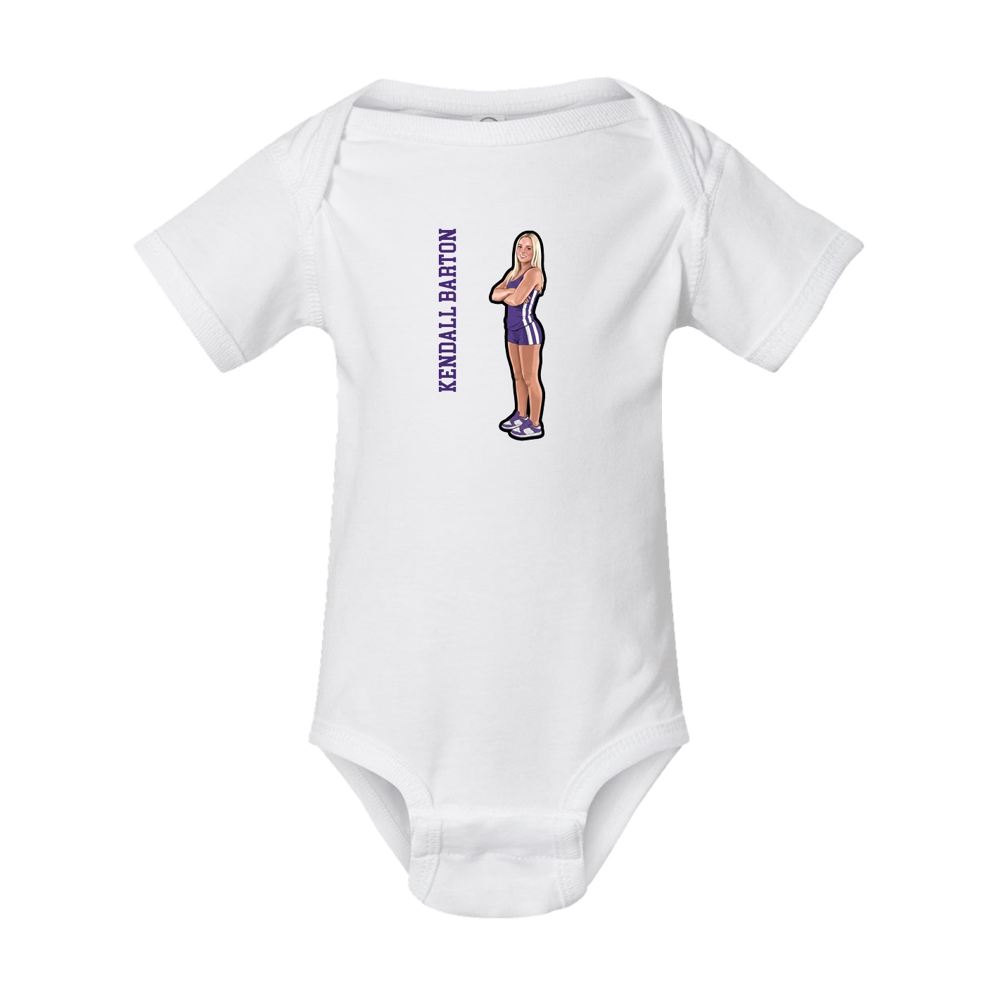 Baby Onesie — Name Vertical in White