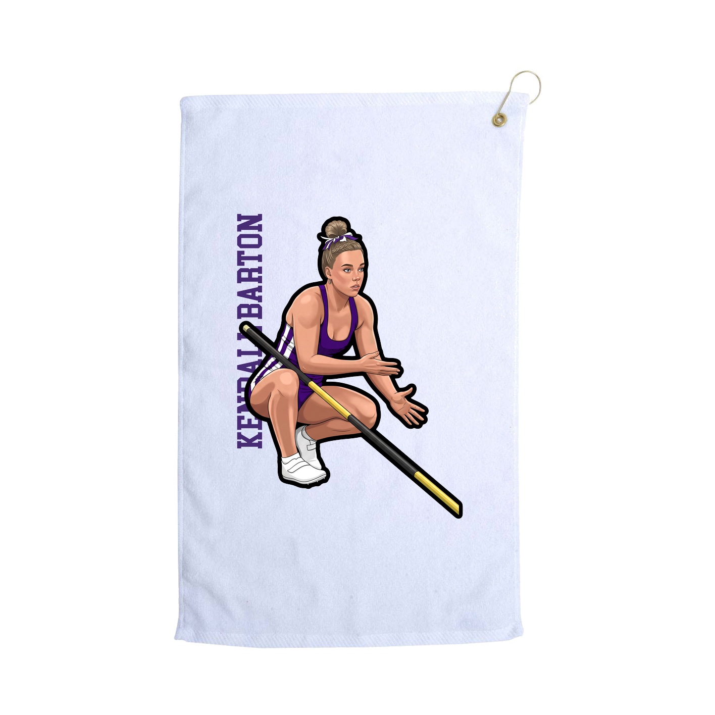 Golf Towel — Name Vertical in White